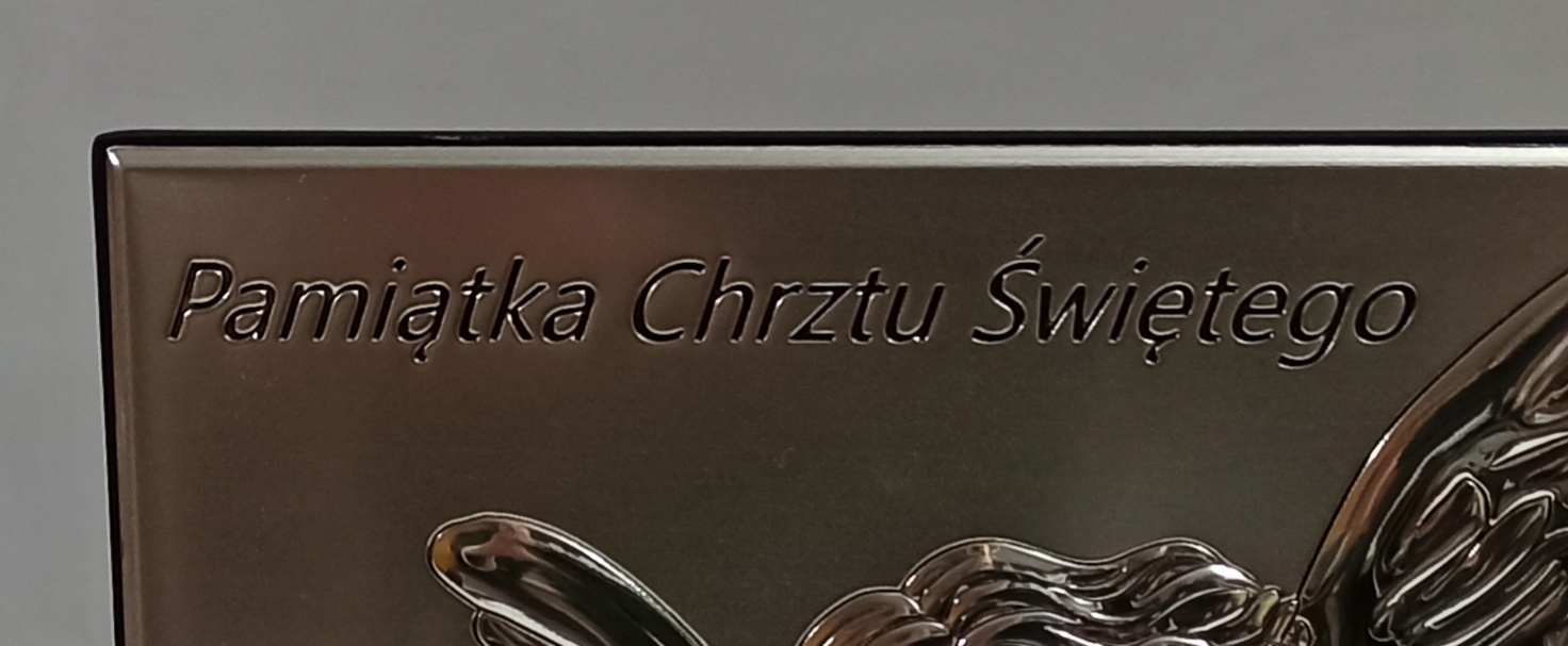 Pamiątka Chrztu Świętego obrazek srebrny z grawerem - obrazek 2